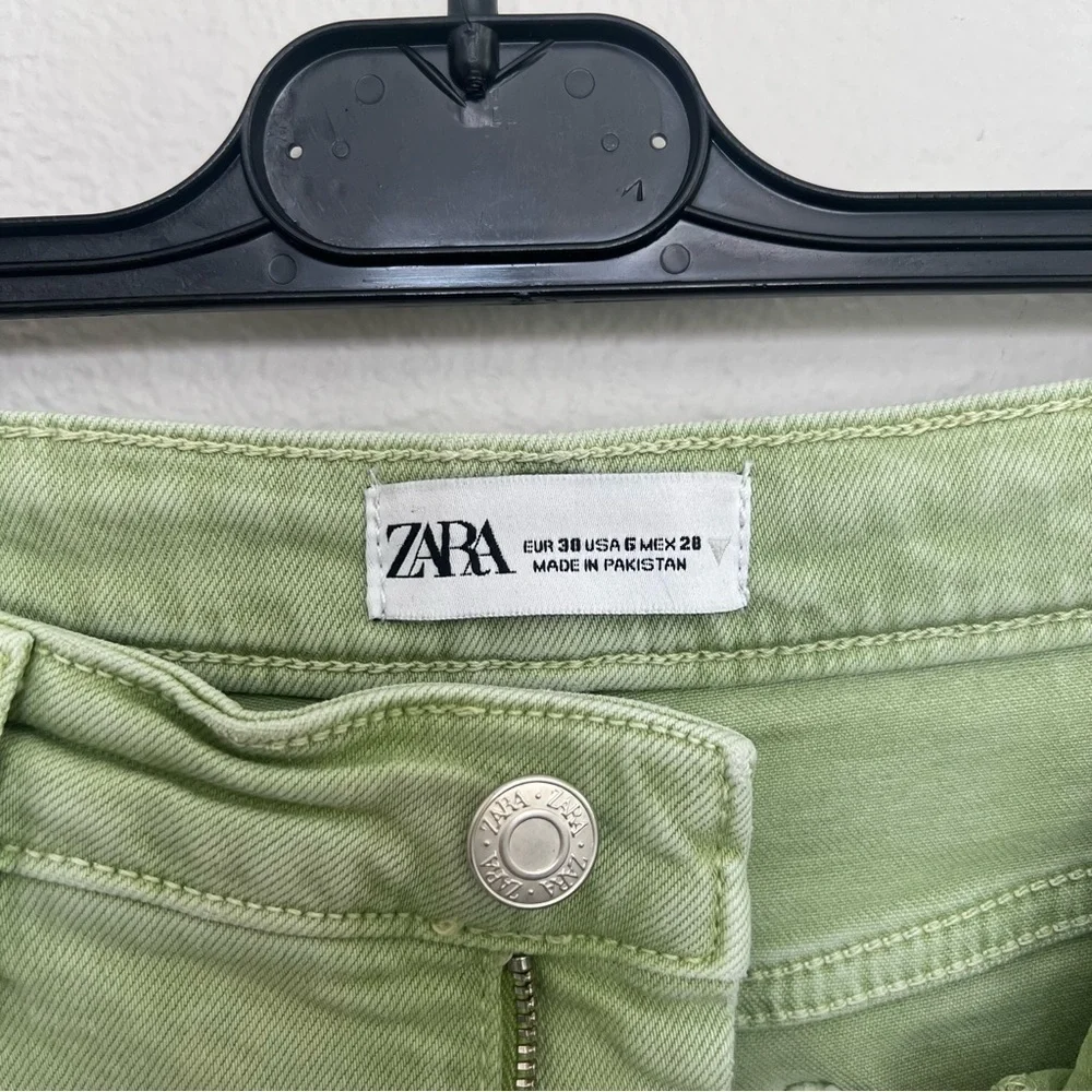 Zara High Rise KickFlare Jeans – Soft Girl  Pastel Retro Style - Pistachio Green